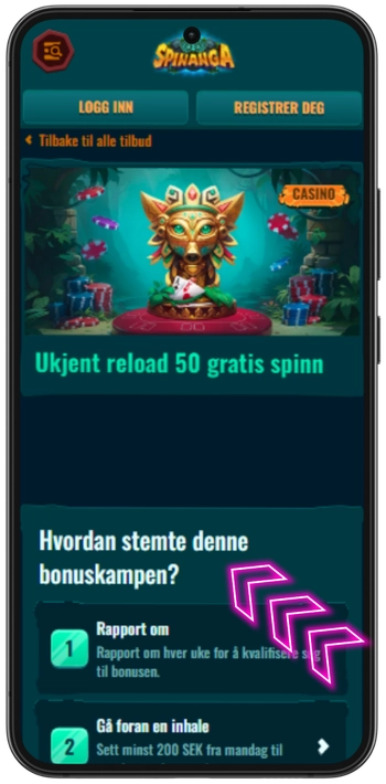 Spinanga gratisspinn tilbud aktivering