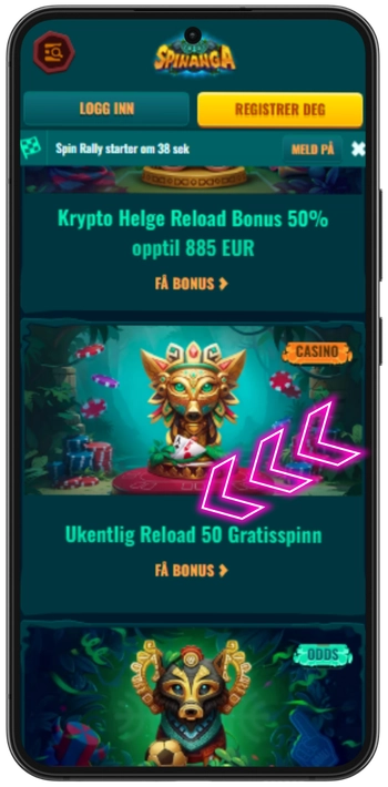 Spinanga gratisspinn tilbud aktivering