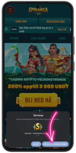 Spinanga download Kontrollerer ikonets utseende og navn, og tillatelse til å legge det til på smarttelefonens startskjerm